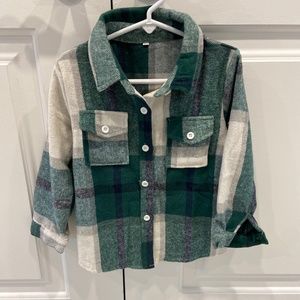 Brand new kids green/white/black flannel shirt 3T
